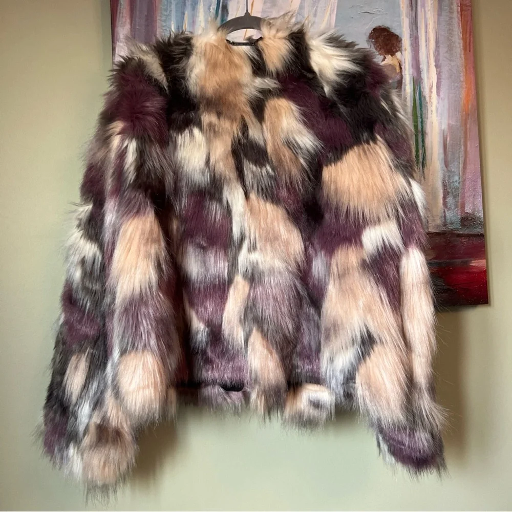 Karl Lagerfeld Women's Multicolor Faux Fur Jacket - Picture 2 of 7